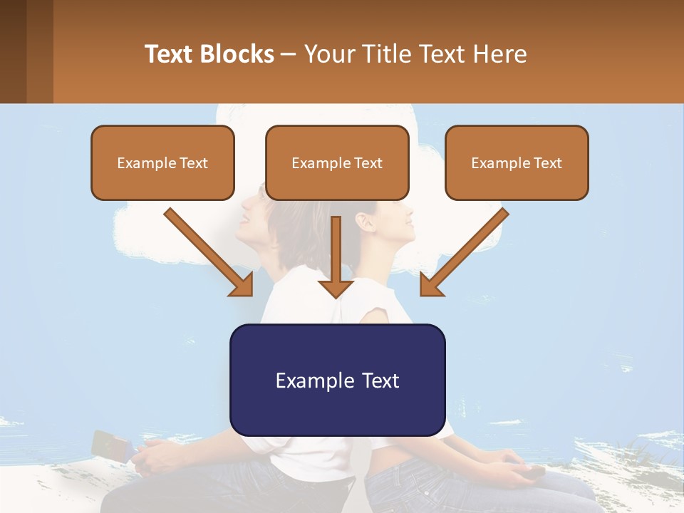 Two Women Sitting On The Ground With A Cloud Above Them PowerPoint Template