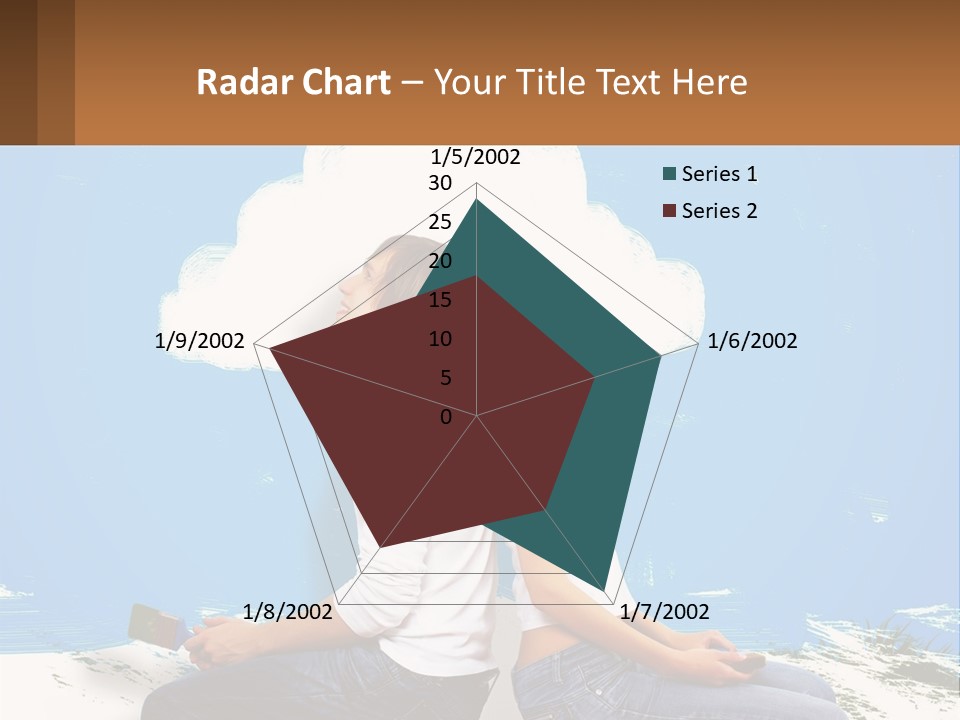Two Women Sitting On The Ground With A Cloud Above Them PowerPoint Template