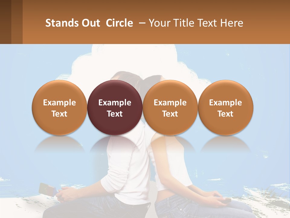 Two Women Sitting On The Ground With A Cloud Above Them PowerPoint Template