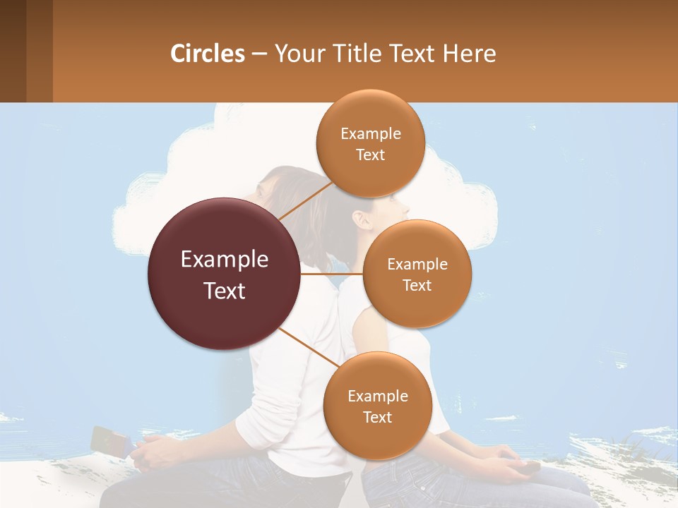 Two Women Sitting On The Ground With A Cloud Above Them PowerPoint Template