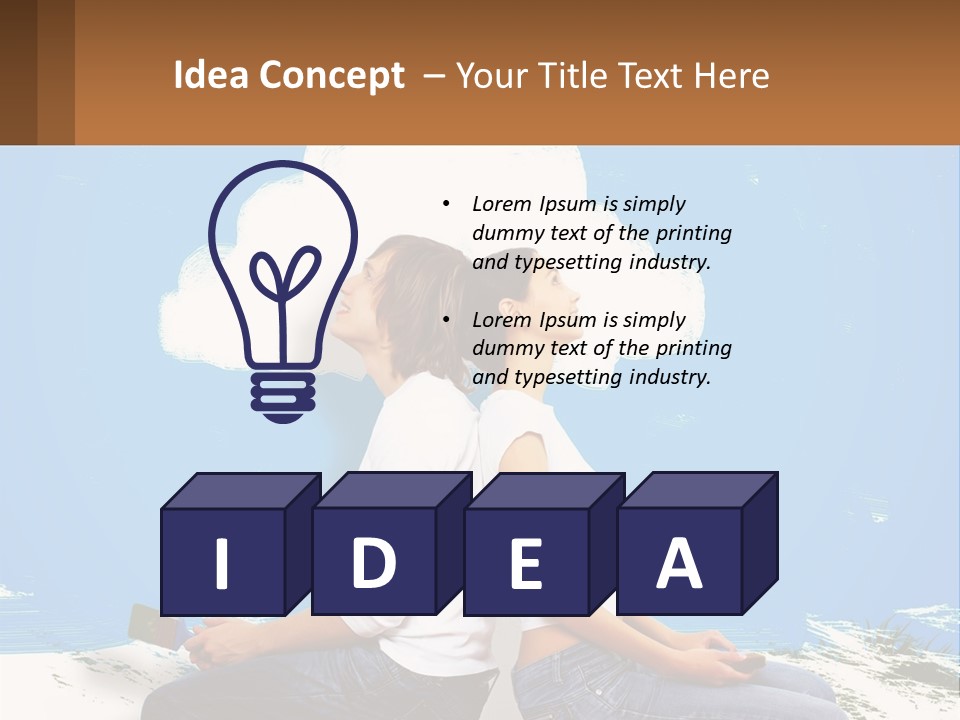 Two Women Sitting On The Ground With A Cloud Above Them PowerPoint Template