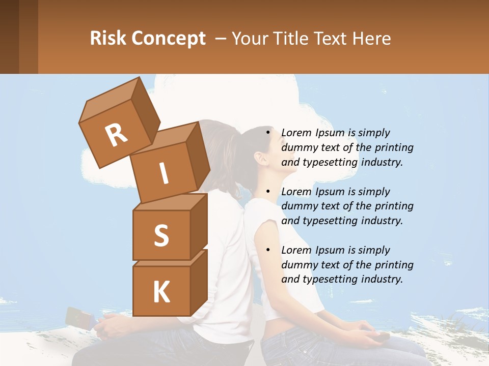 Two Women Sitting On The Ground With A Cloud Above Them PowerPoint Template