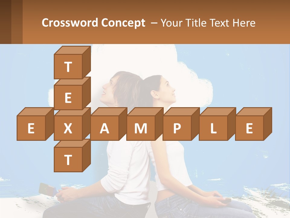 Two Women Sitting On The Ground With A Cloud Above Them PowerPoint Template