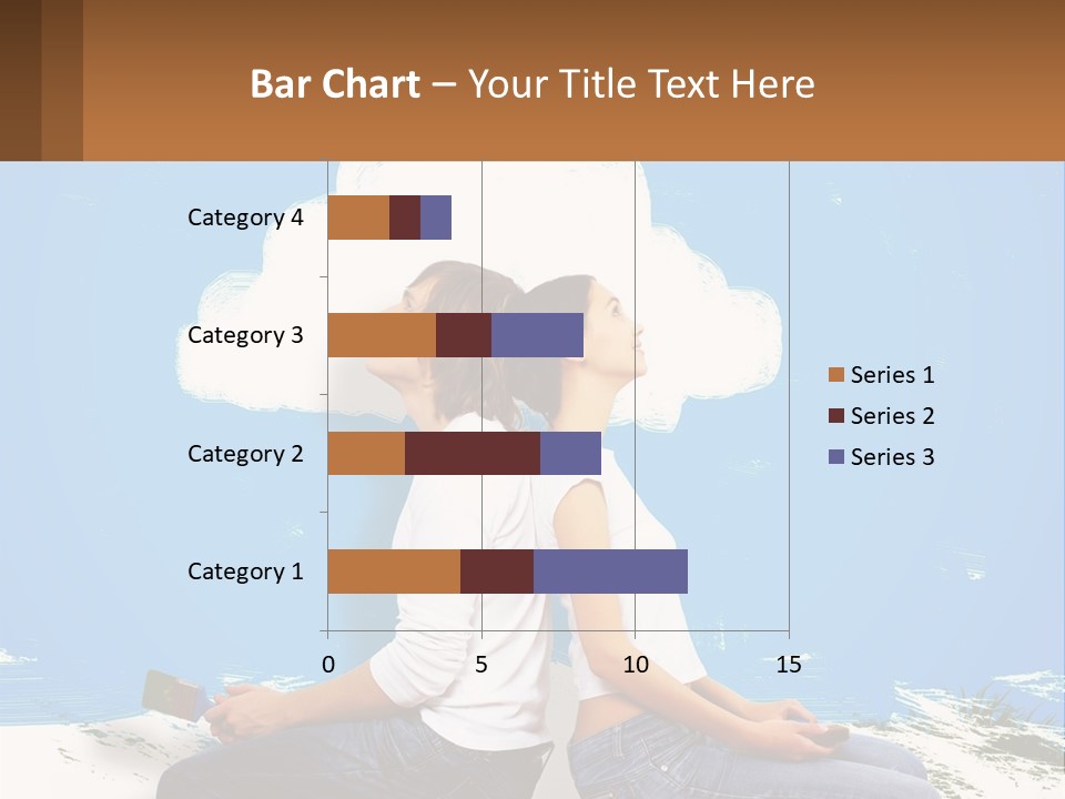Two Women Sitting On The Ground With A Cloud Above Them PowerPoint Template