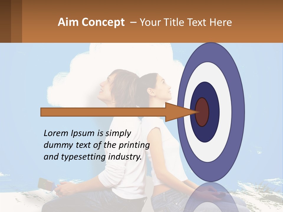 Two Women Sitting On The Ground With A Cloud Above Them PowerPoint Template