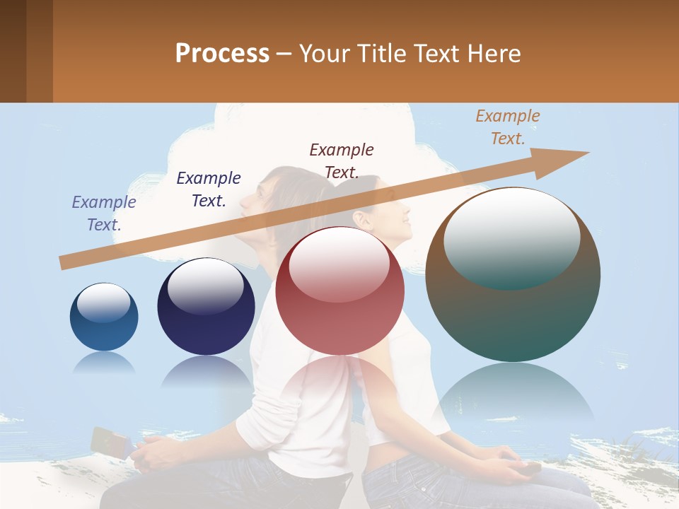 Two Women Sitting On The Ground With A Cloud Above Them PowerPoint Template