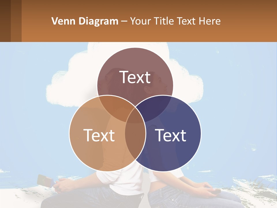 Two Women Sitting On The Ground With A Cloud Above Them PowerPoint Template