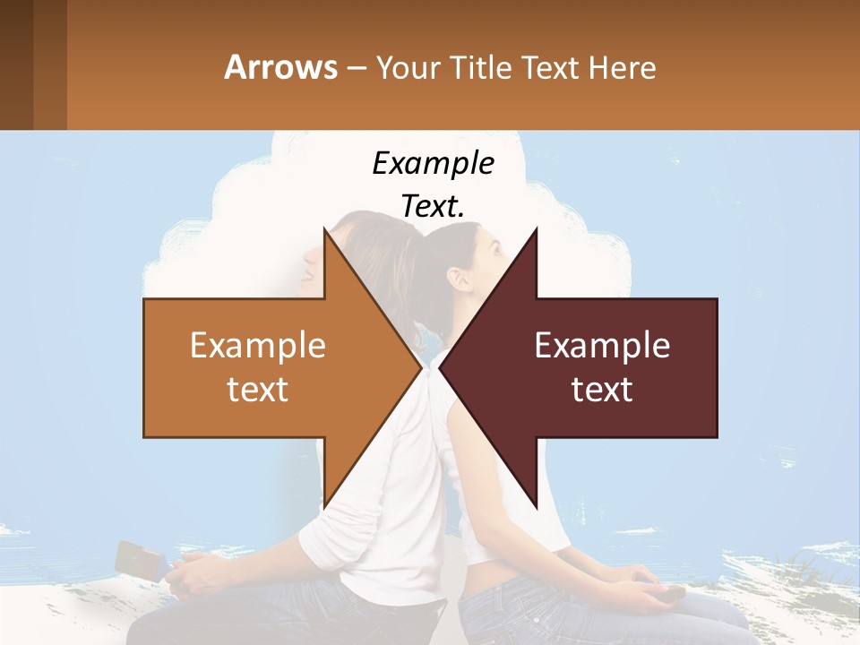 Two Women Sitting On The Ground With A Cloud Above Them PowerPoint Template