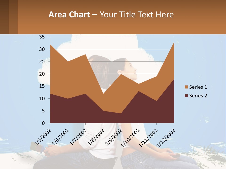 Two Women Sitting On The Ground With A Cloud Above Them PowerPoint Template