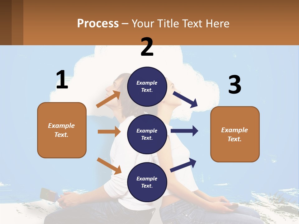 Two Women Sitting On The Ground With A Cloud Above Them PowerPoint Template