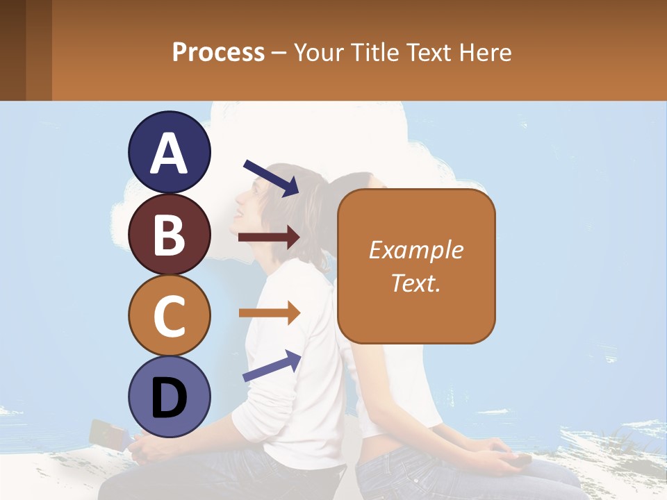 Two Women Sitting On The Ground With A Cloud Above Them PowerPoint Template