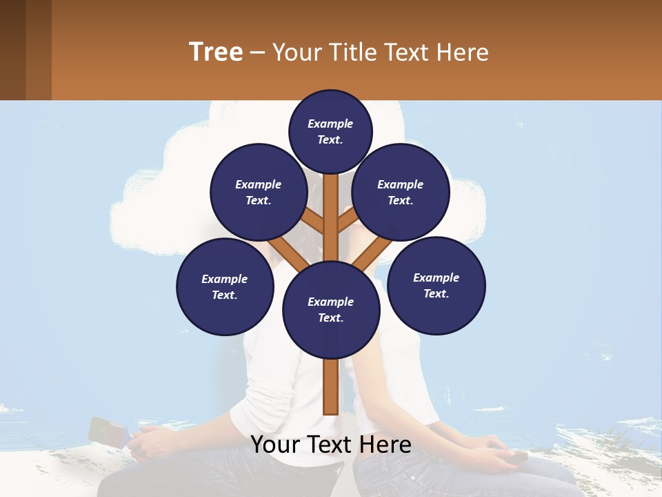 Two Women Sitting On The Ground With A Cloud Above Them PowerPoint Template