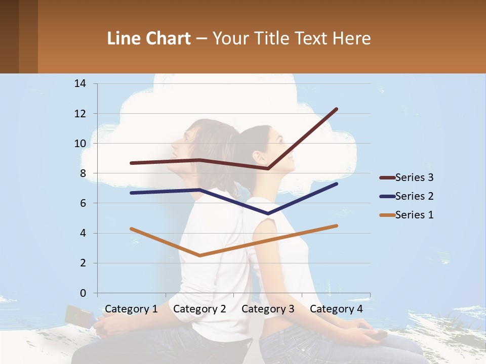 Two Women Sitting On The Ground With A Cloud Above Them PowerPoint Template