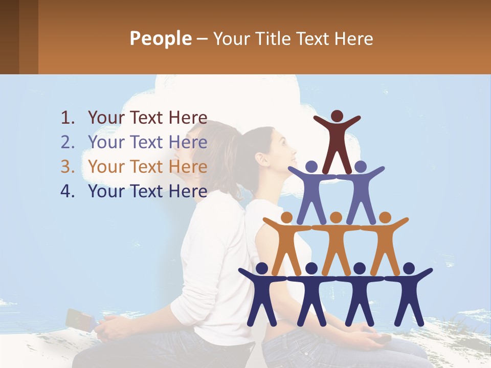 Two Women Sitting On The Ground With A Cloud Above Them PowerPoint Template