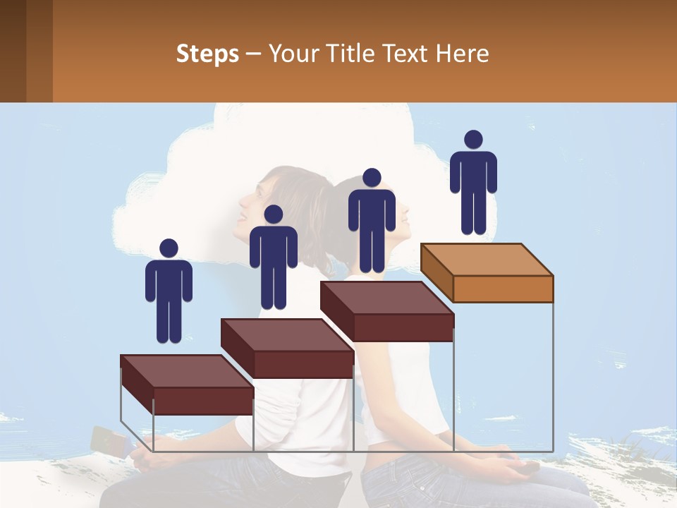Two Women Sitting On The Ground With A Cloud Above Them PowerPoint Template