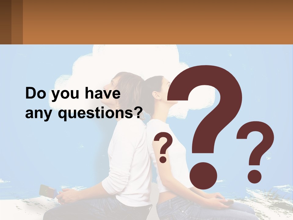 Two Women Sitting On The Ground With A Cloud Above Them PowerPoint Template