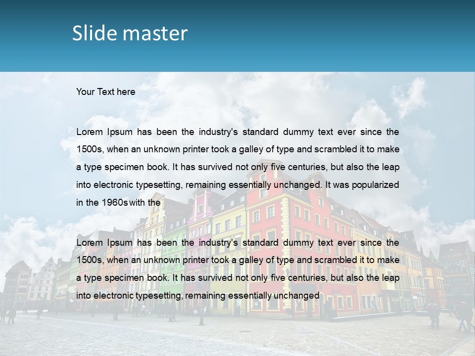 A Group Of Buildings With A Sky Background PowerPoint Template