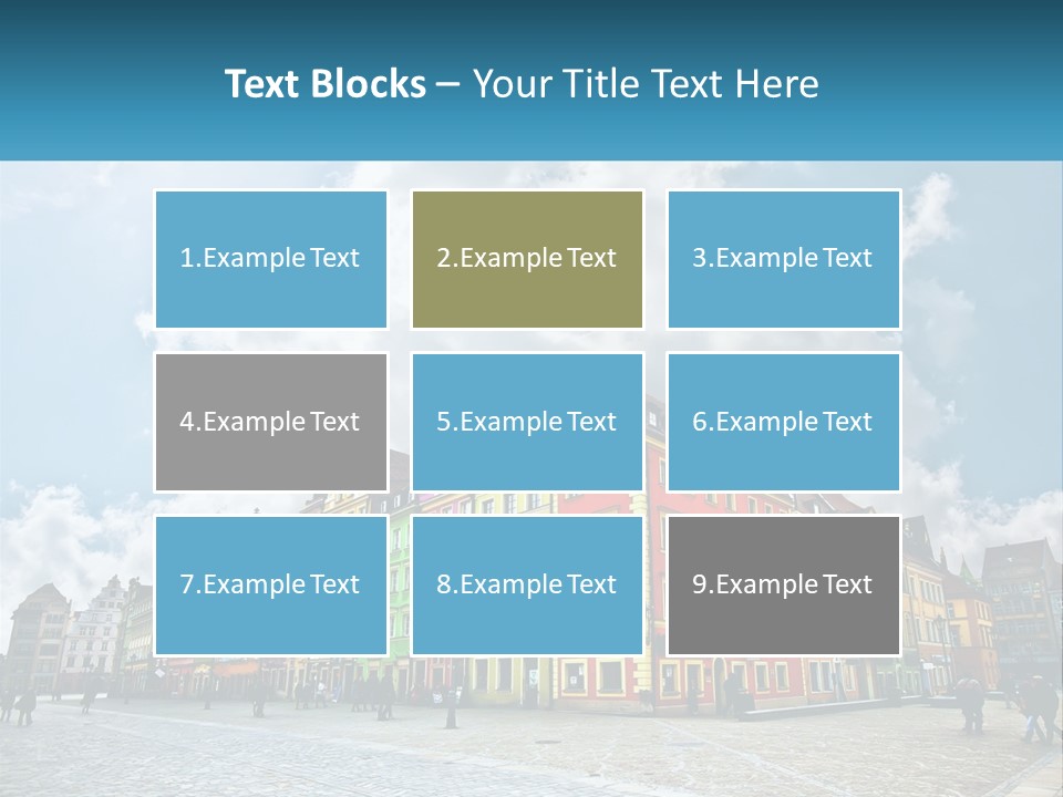 A Group Of Buildings With A Sky Background PowerPoint Template