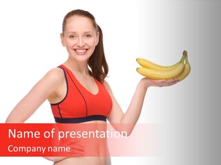 A Woman Holding A Banana In One Hand And A Banana In The Other PowerPoint Template