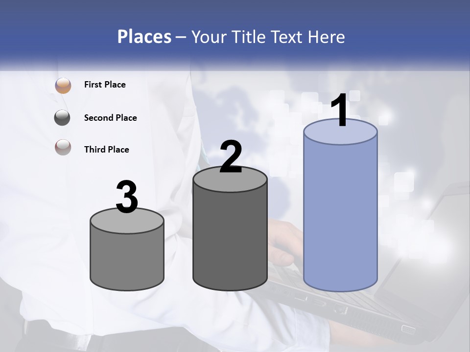 A Man In A White Shirt And Tie Holding A Laptop PowerPoint Template