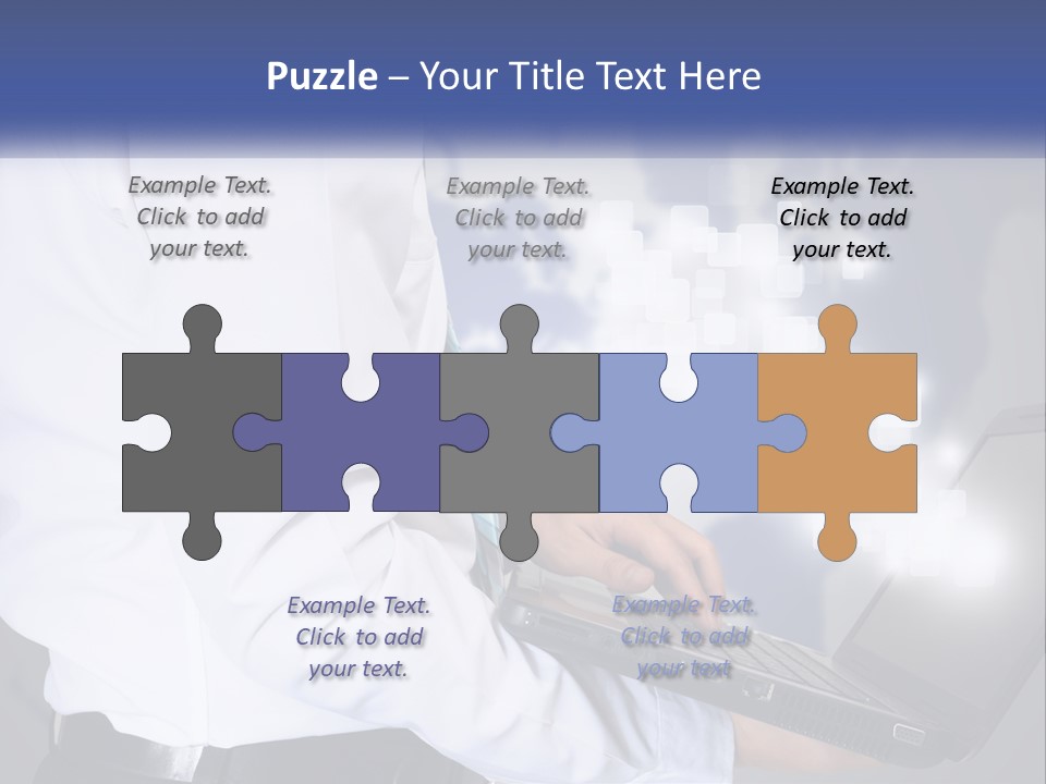 A Man In A White Shirt And Tie Holding A Laptop PowerPoint Template