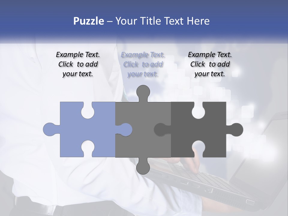 A Man In A White Shirt And Tie Holding A Laptop PowerPoint Template