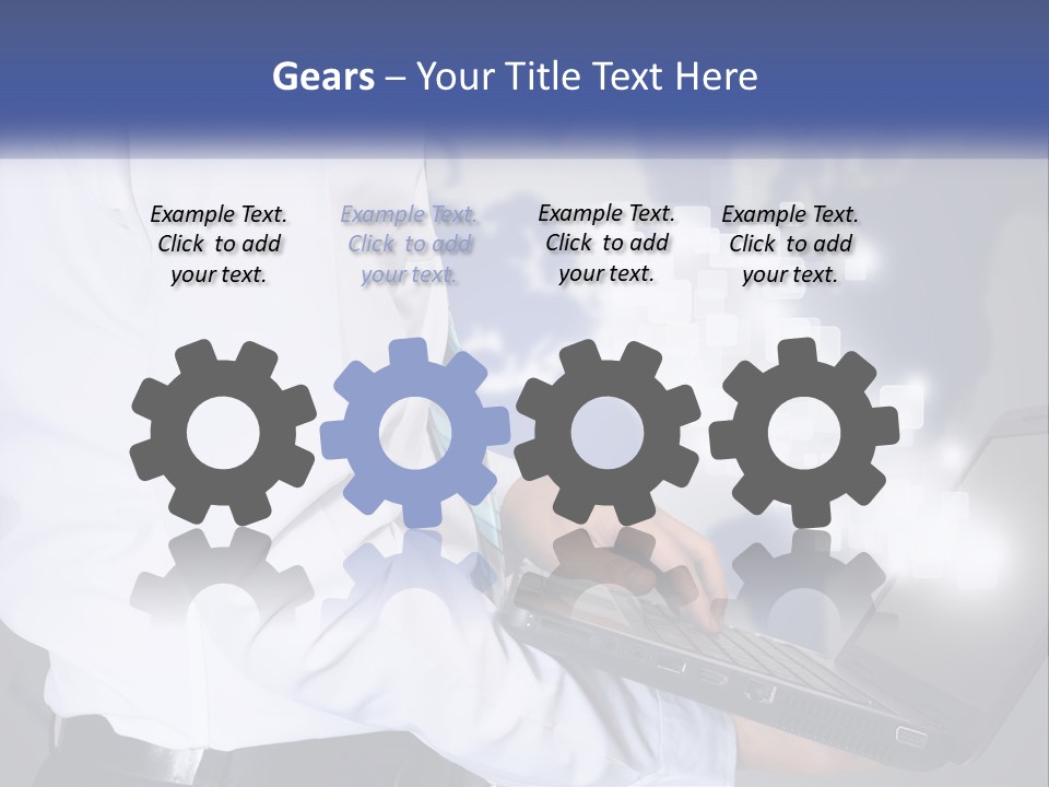 A Man In A White Shirt And Tie Holding A Laptop PowerPoint Template