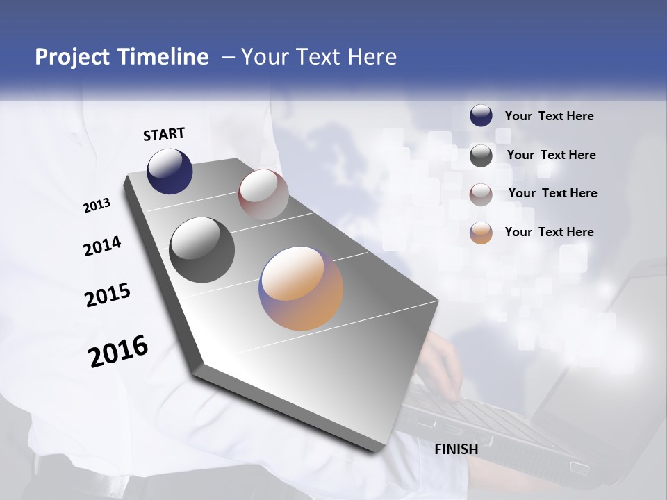 A Man In A White Shirt And Tie Holding A Laptop PowerPoint Template