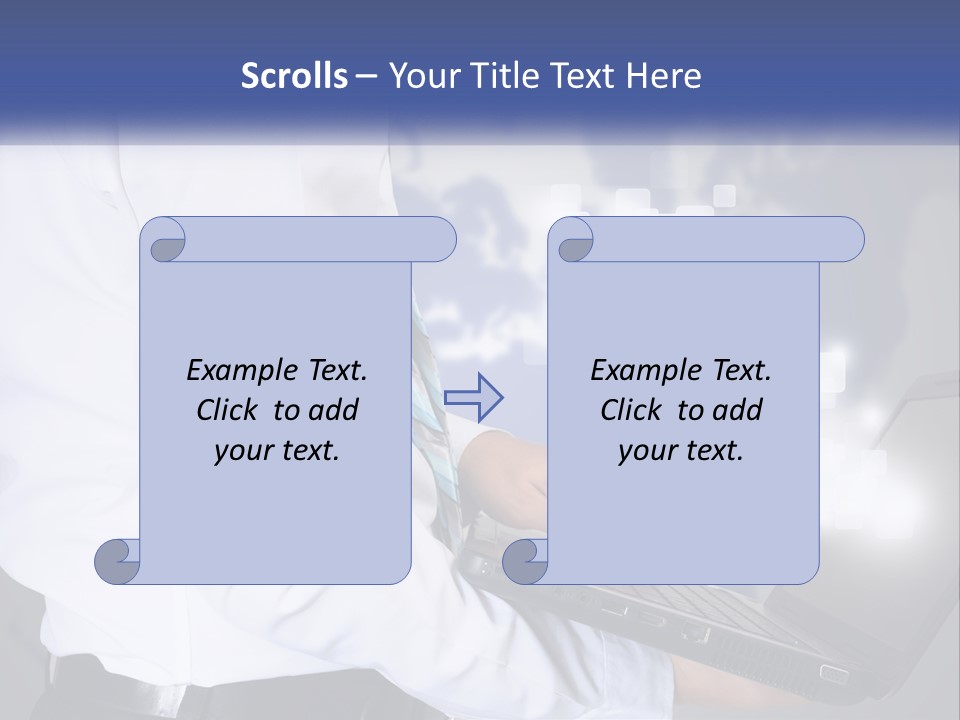A Man In A White Shirt And Tie Holding A Laptop PowerPoint Template