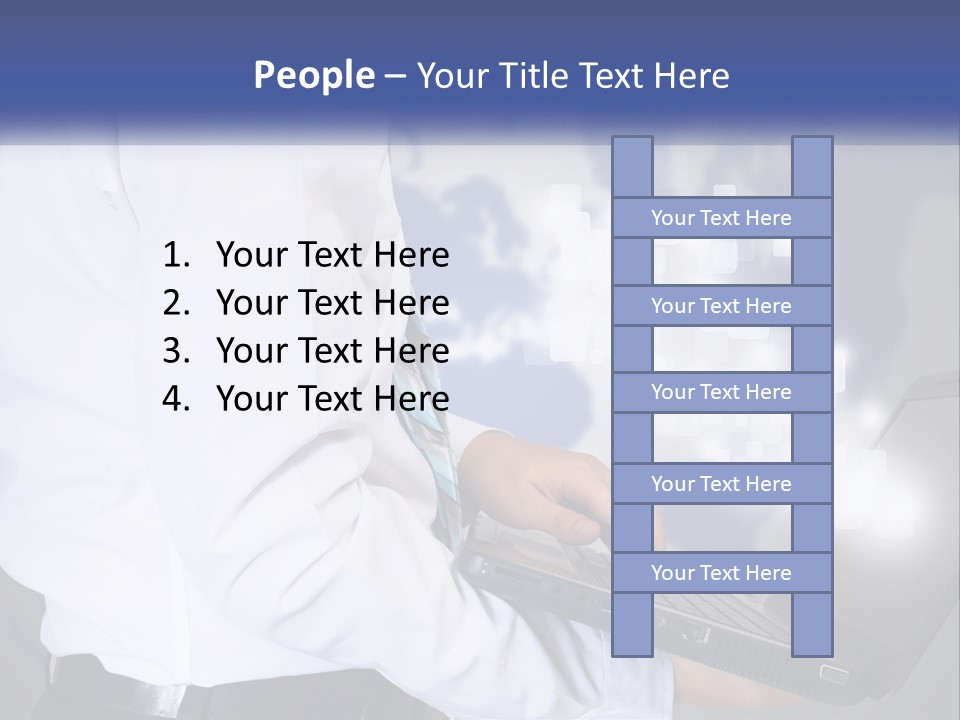 A Man In A White Shirt And Tie Holding A Laptop PowerPoint Template