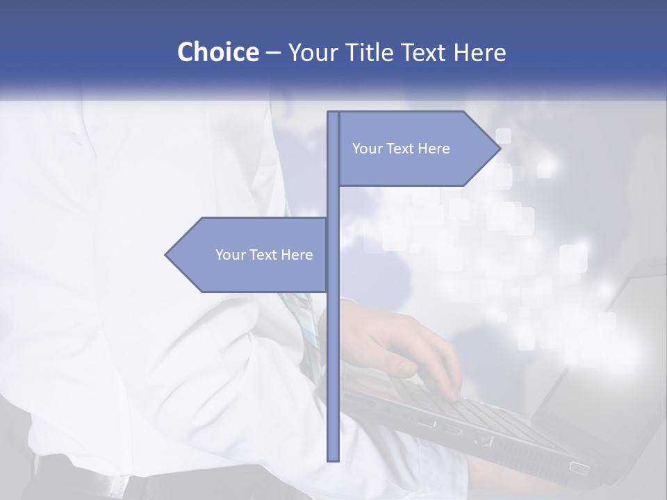 A Man In A White Shirt And Tie Holding A Laptop PowerPoint Template