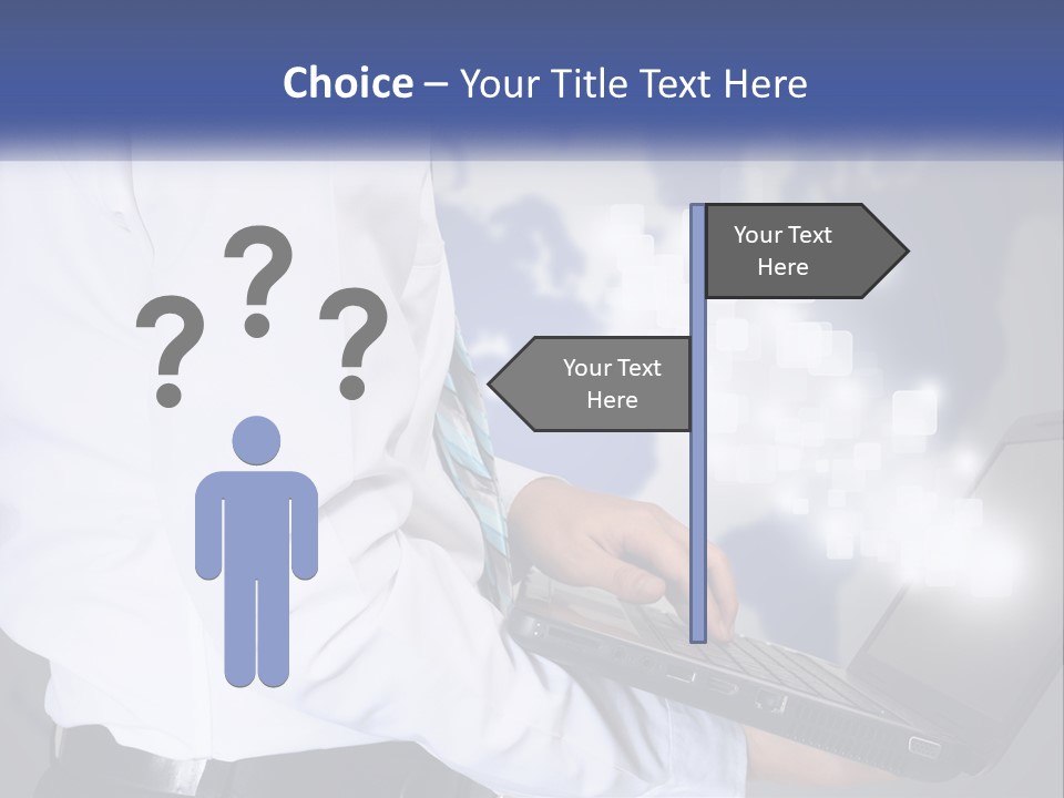 A Man In A White Shirt And Tie Holding A Laptop PowerPoint Template