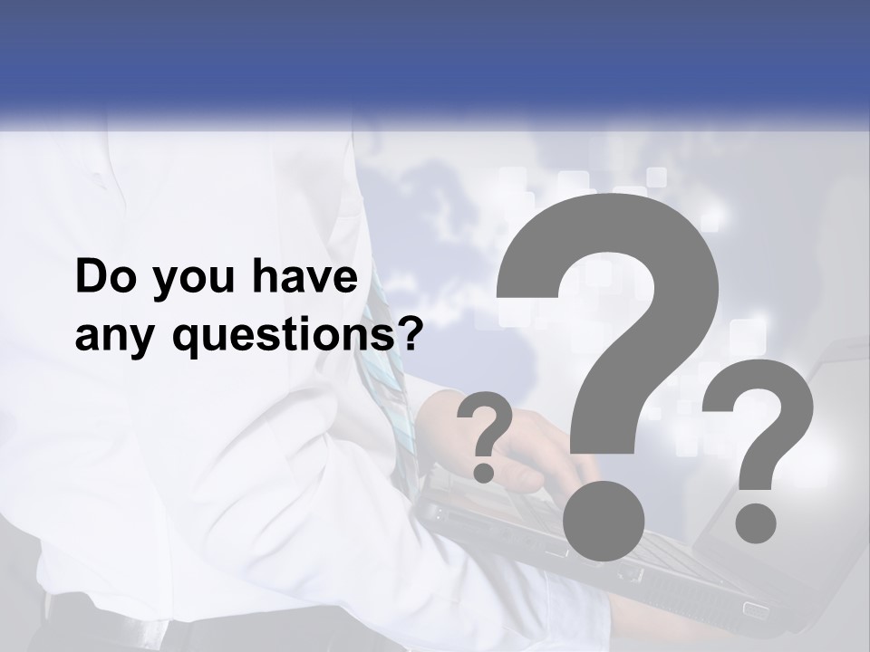 A Man In A White Shirt And Tie Holding A Laptop PowerPoint Template