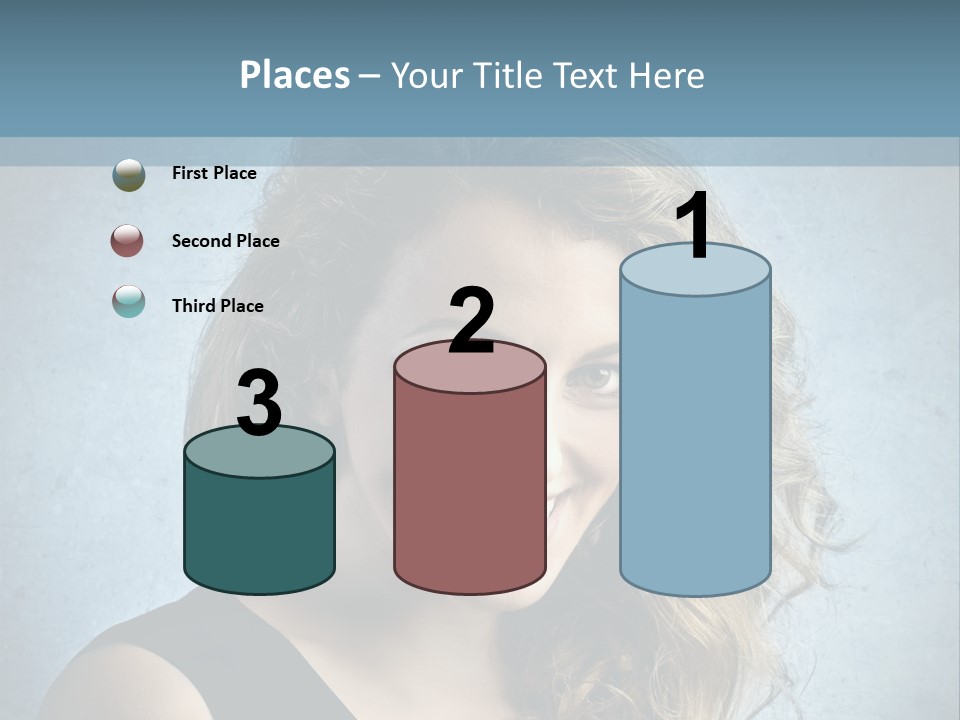 A Woman Is Smiling With A Blue Background PowerPoint Template