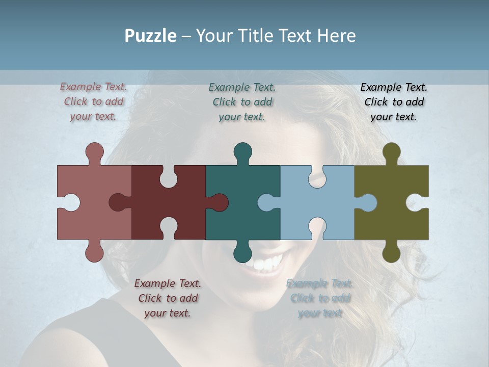 A Woman Is Smiling With A Blue Background PowerPoint Template