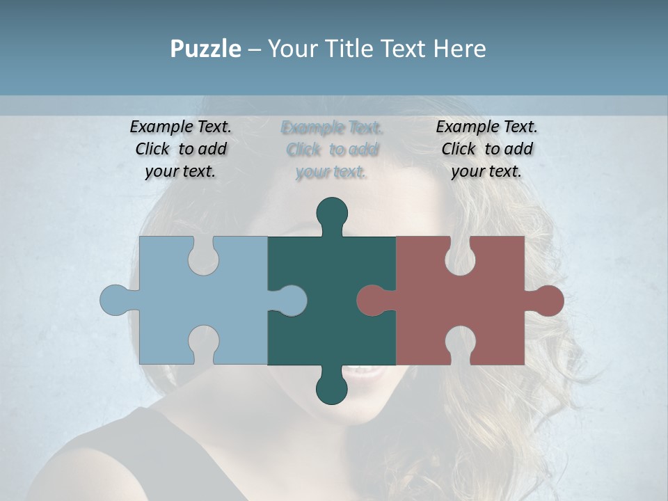 A Woman Is Smiling With A Blue Background PowerPoint Template