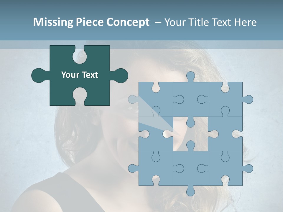 A Woman Is Smiling With A Blue Background PowerPoint Template