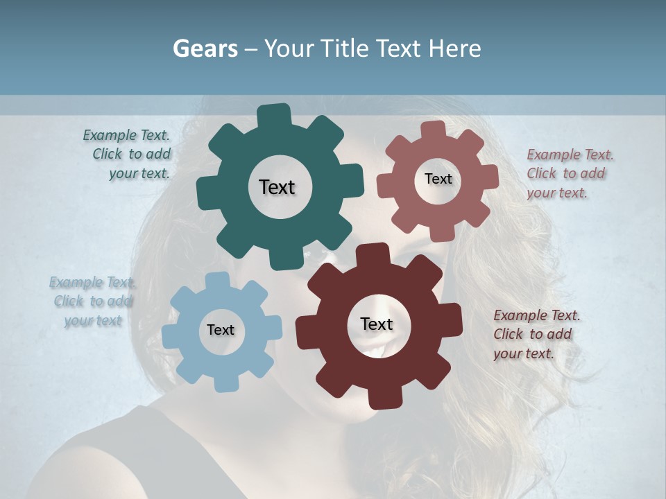 A Woman Is Smiling With A Blue Background PowerPoint Template