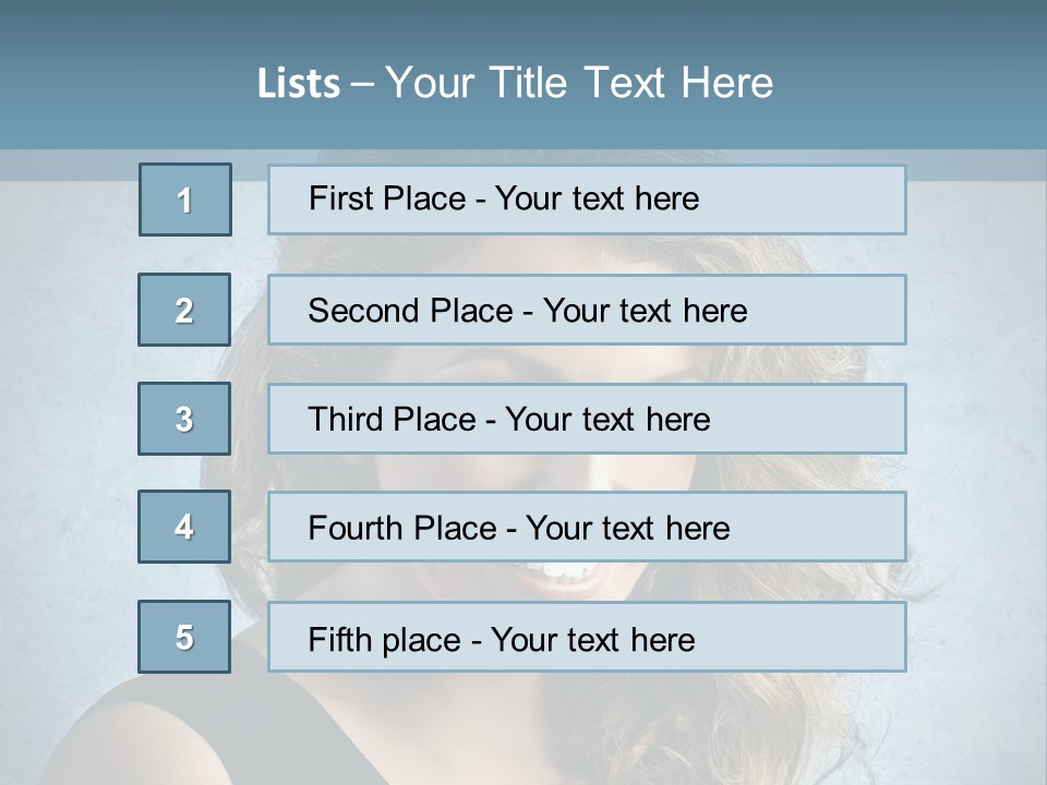 A Woman Is Smiling With A Blue Background PowerPoint Template