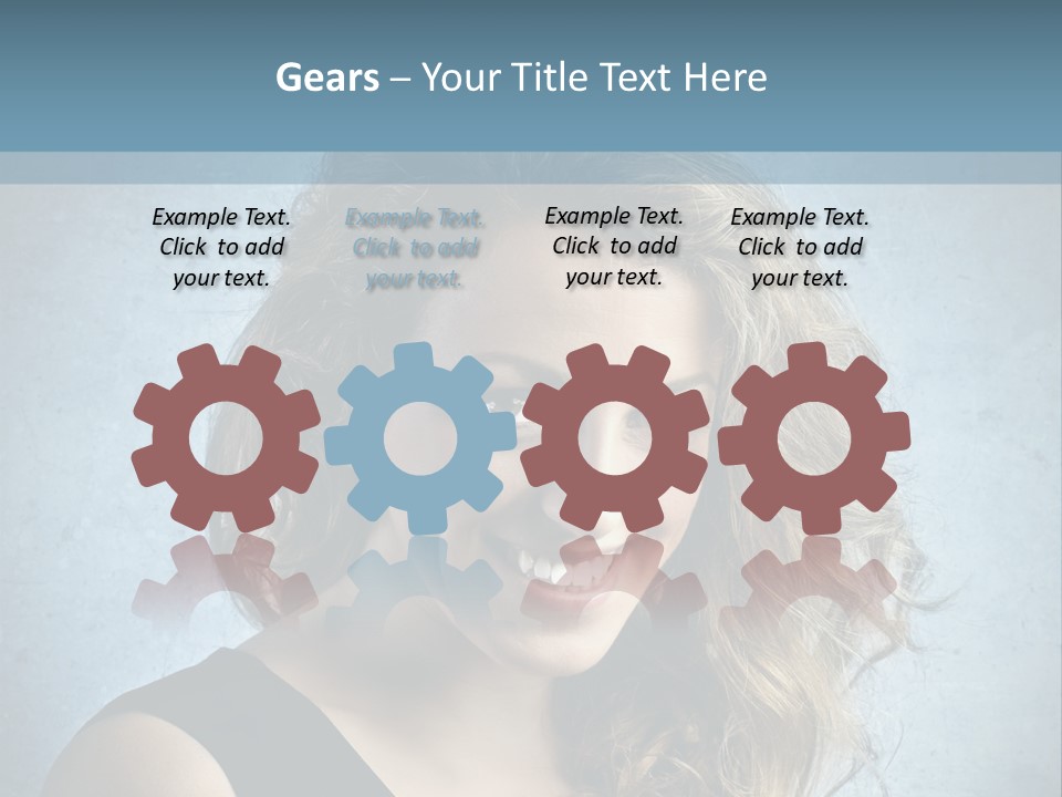A Woman Is Smiling With A Blue Background PowerPoint Template