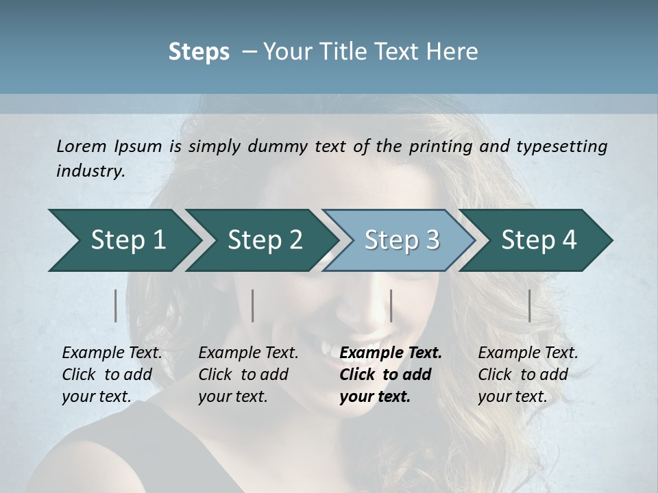 A Woman Is Smiling With A Blue Background PowerPoint Template