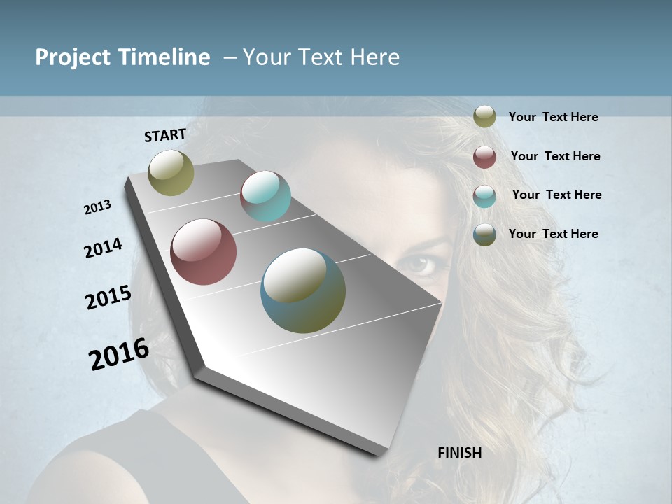 A Woman Is Smiling With A Blue Background PowerPoint Template