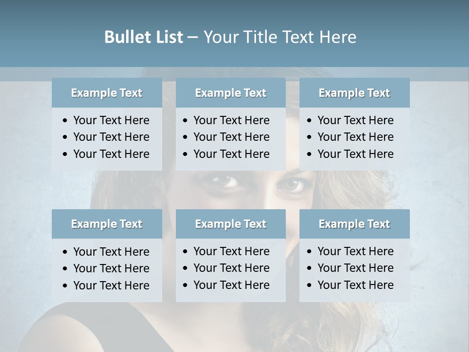 A Woman Is Smiling With A Blue Background PowerPoint Template