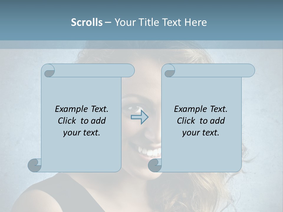 A Woman Is Smiling With A Blue Background PowerPoint Template