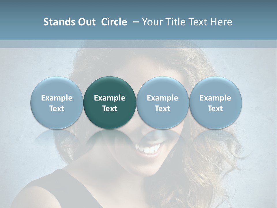 A Woman Is Smiling With A Blue Background PowerPoint Template