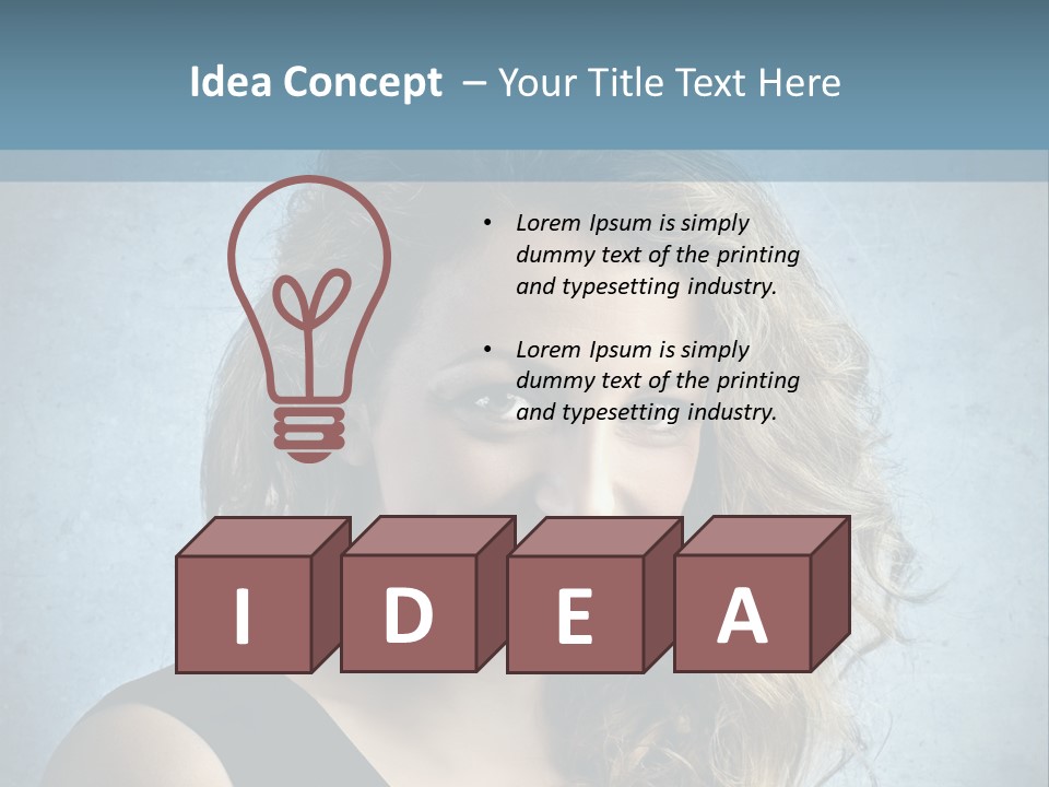 A Woman Is Smiling With A Blue Background PowerPoint Template