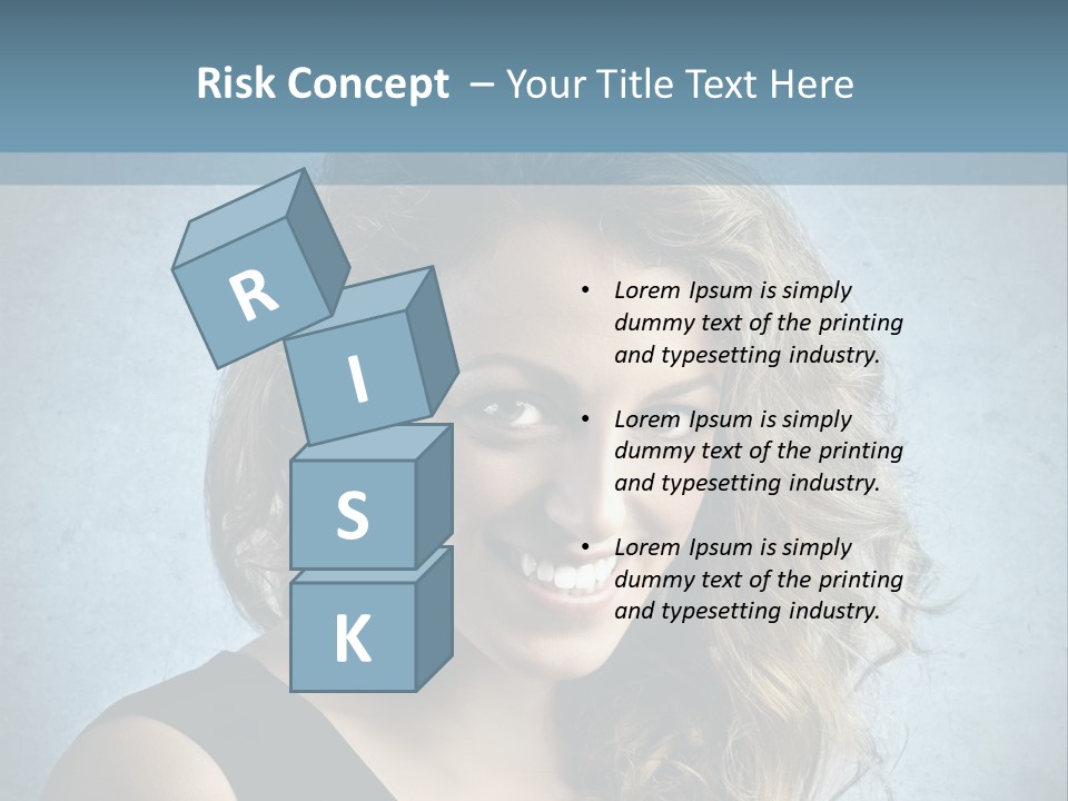 A Woman Is Smiling With A Blue Background PowerPoint Template