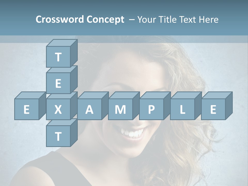 A Woman Is Smiling With A Blue Background PowerPoint Template