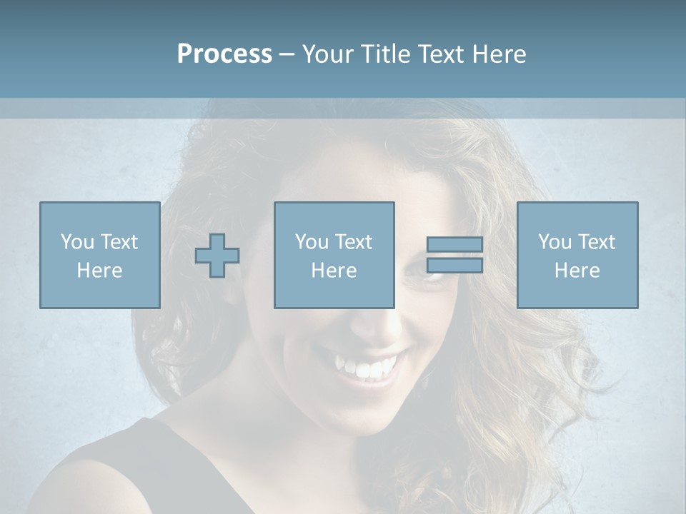 A Woman Is Smiling With A Blue Background PowerPoint Template