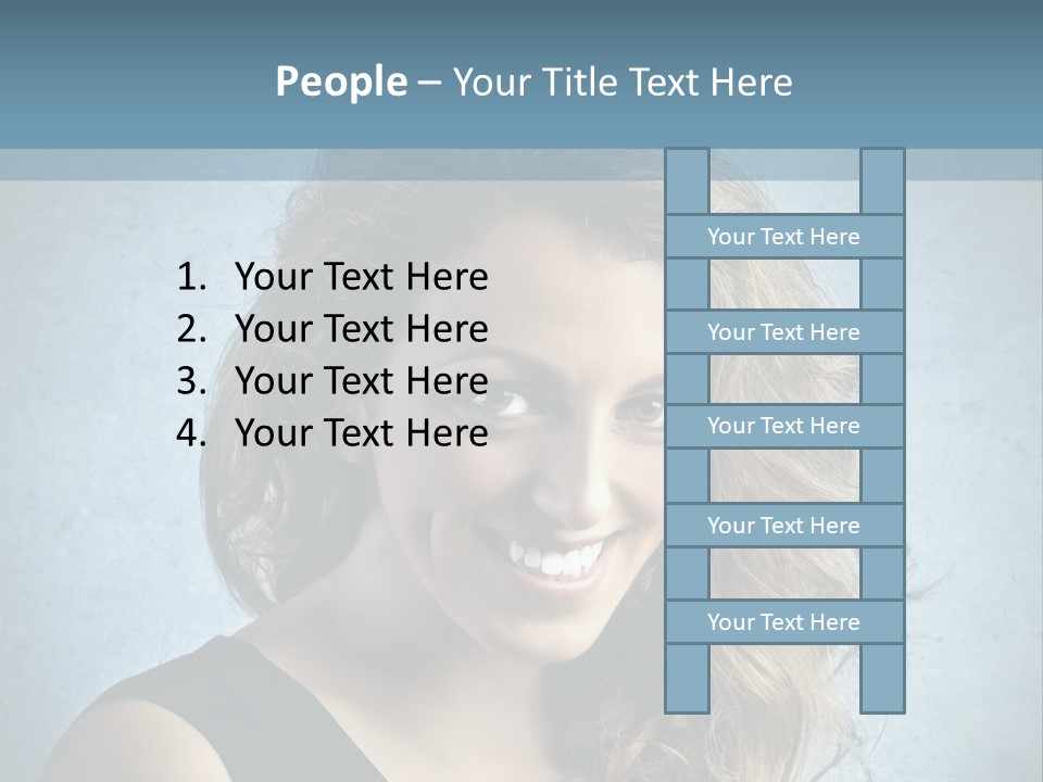 A Woman Is Smiling With A Blue Background PowerPoint Template